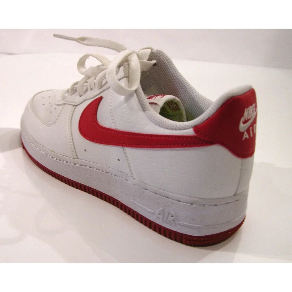 Nike Air Force 1 AF1 Low White Red Athletic Shoes Size US 8.5